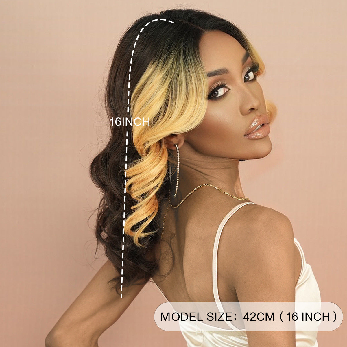 Tan Gold Highlight Curly Lace Wig - Elite Lace Fronts (T-Part Middle Part) (FEVERCOS)