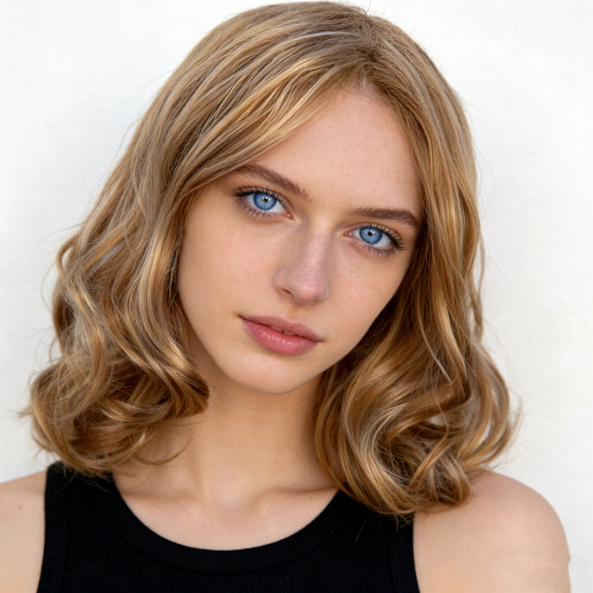 White Smoke Gold Brown Mixed Wavy Wig - Everyday Fashion (Mid-Length Middle Part) (FEVERCOS)