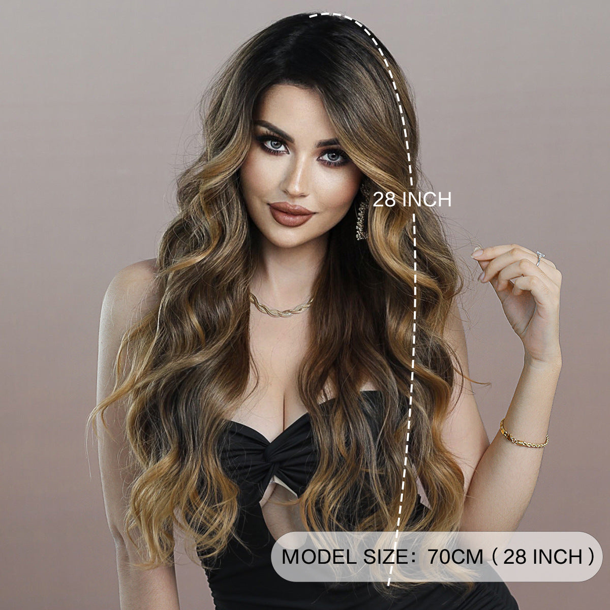 Rosy Brown Red Brown Ombre Lace Wavy Wig - Elite Lace Fronts (T-Part Side Sweep) (FEVERCOS)