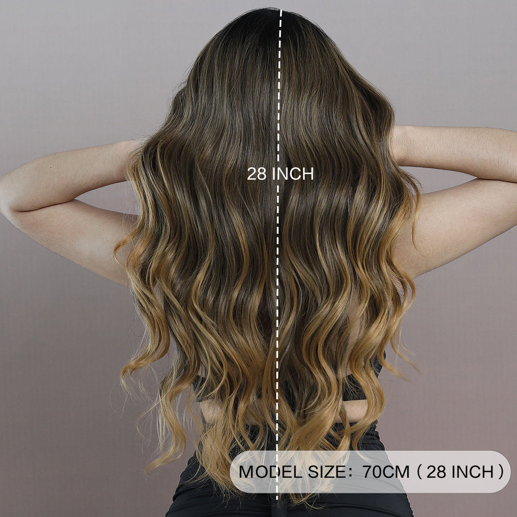 Dark Gray Red Brown Ombre Lace Wavy Wig - Elite Lace Fronts (T-Part Side Sweep) (FEVERCOS)