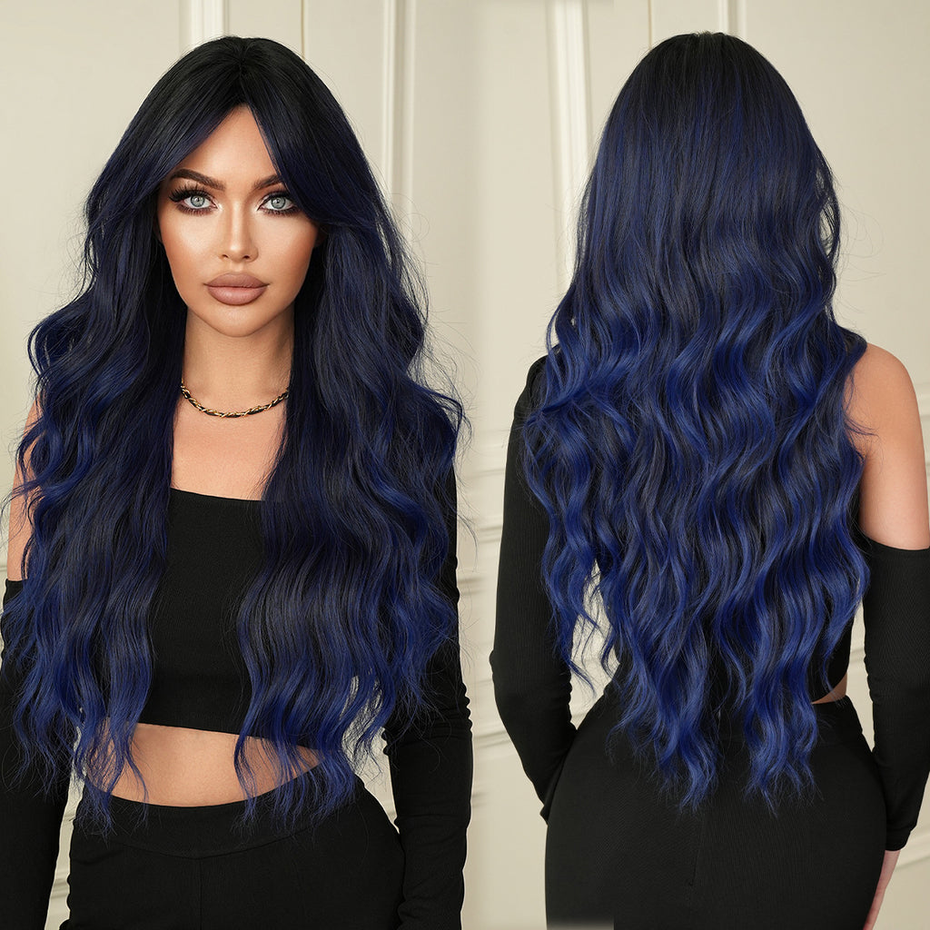 Marine Blue Wavy Wig - Urban Subculture (Curtain Bangs Fluffy) (FEVERCOS)