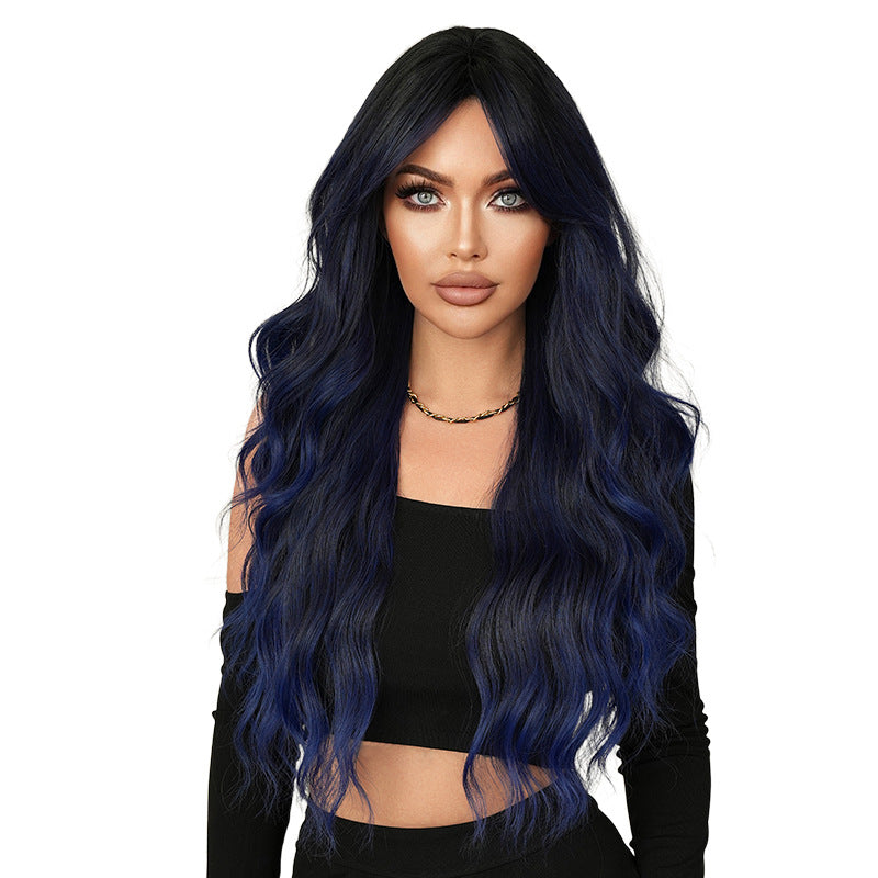 Marine Blue Wavy Wig - Urban Subculture (Curtain Bangs Fluffy) (FEVERCOS)