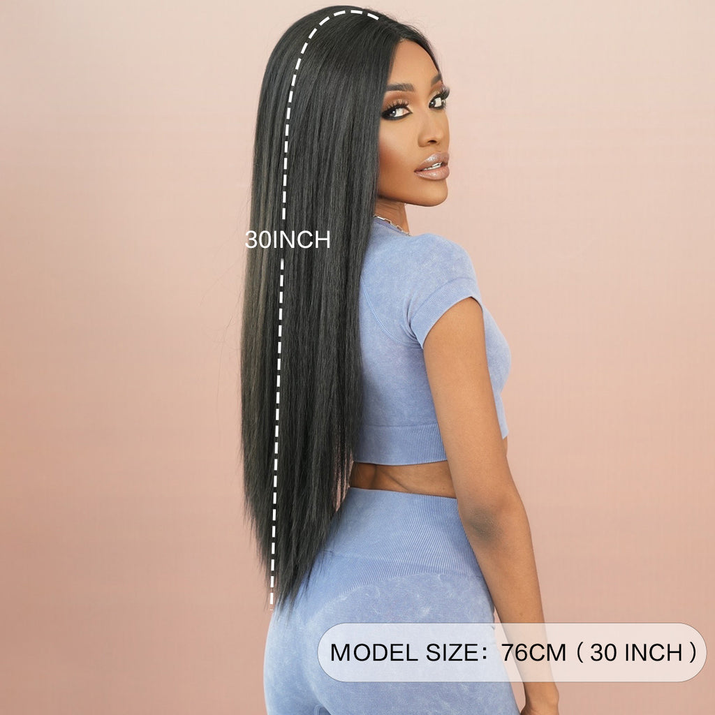 Wheat Natural Black Yaki Straight Lace Wig - Elite Lace Fronts (T-Part Long) (FEVERCOS)