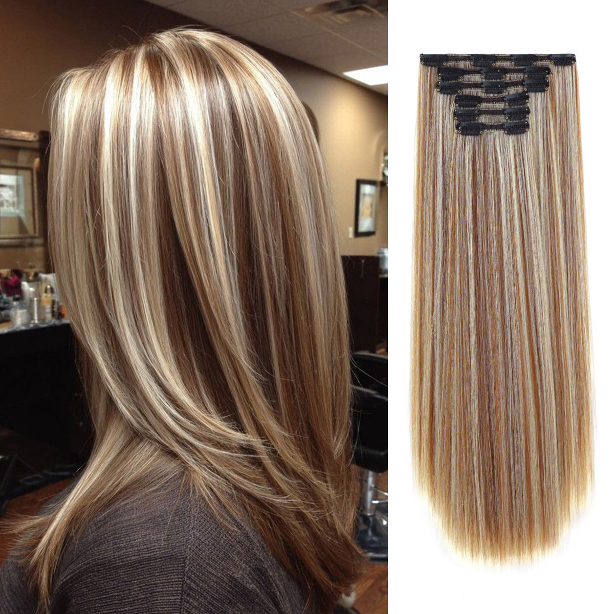 White Smoke 26-Inch Straight Clip-In Extensions - Accessory Collection (6-Piece Set) (FEVERCOS)
