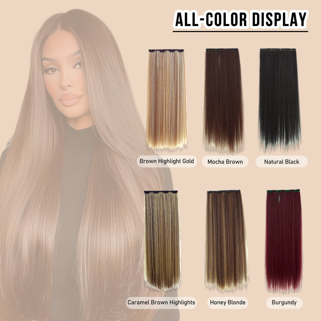 Light Gray 26-Inch Straight Clip-In Extensions - Accessory Collection (6-Piece Set) (FEVERCOS)