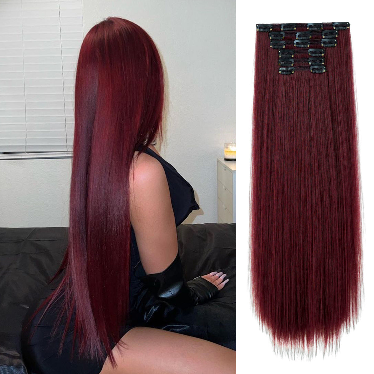White Smoke 26-Inch Straight Clip-In Extensions - Accessory Collection (6-Piece Set) (FEVERCOS)