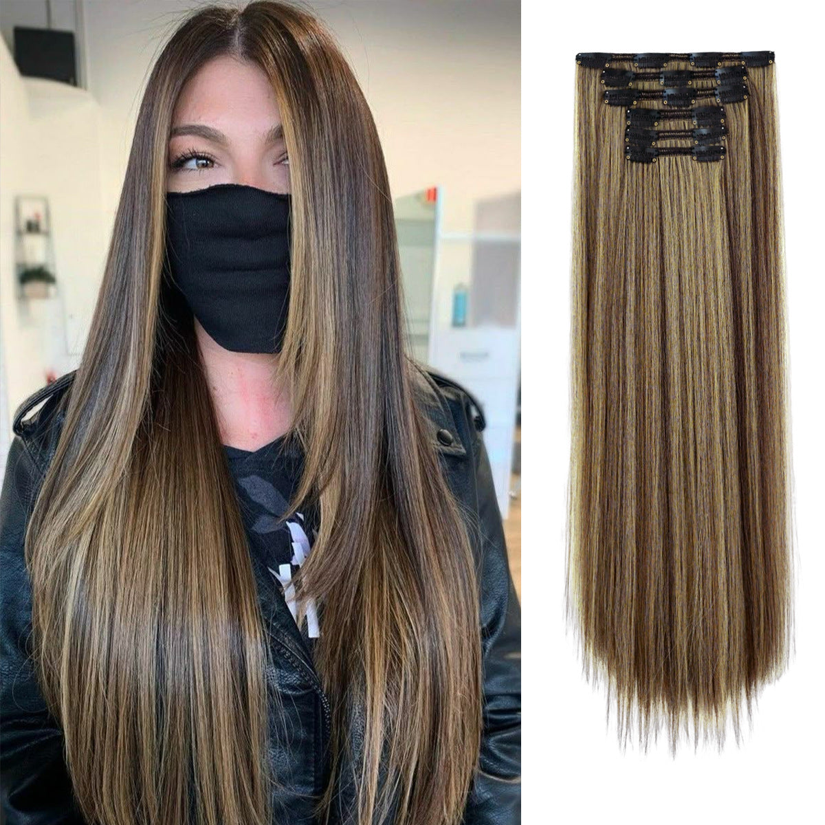White Smoke 26-Inch Straight Clip-In Extensions - Accessory Collection (6-Piece Set) (FEVERCOS)