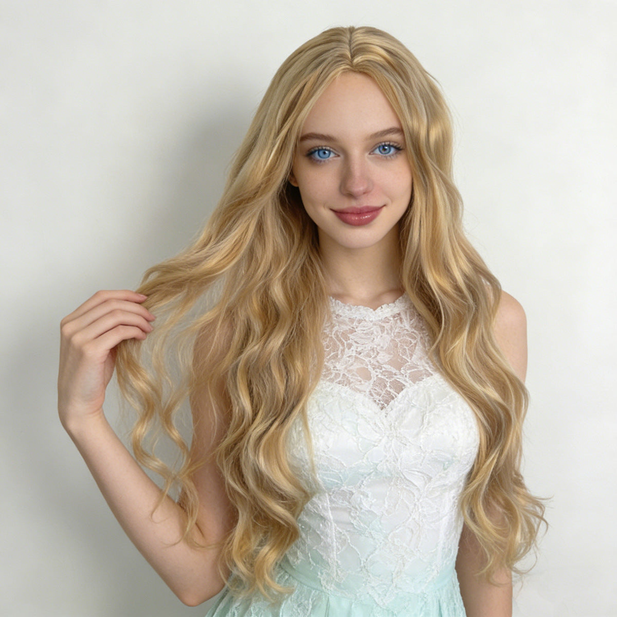 Lavender Light Blonde Deep Wave Wig - Everyday Fashion (Long Middle Part) (FEVERCOS)