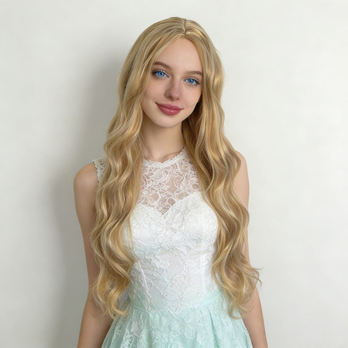 Lavender Light Blonde Deep Wave Wig - Everyday Fashion (Long Middle Part) (FEVERCOS)