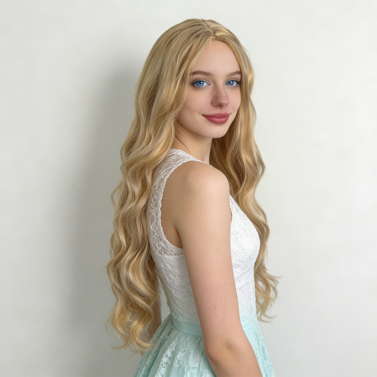 Lavender Light Blonde Deep Wave Wig - Everyday Fashion (Long Middle Part) (FEVERCOS)