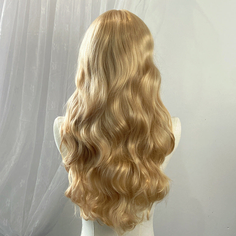 Beige Blonde Sweet Wavy Wig - Lolita Fashion (Long Bangs) (FEVERCOS)