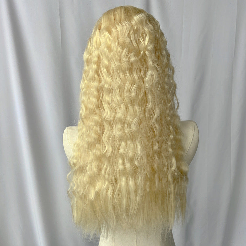 Dark Gray Light Blonde Wool Curl Wig - Lolita Fashion (Long Middle Part) (FEVERCOS)