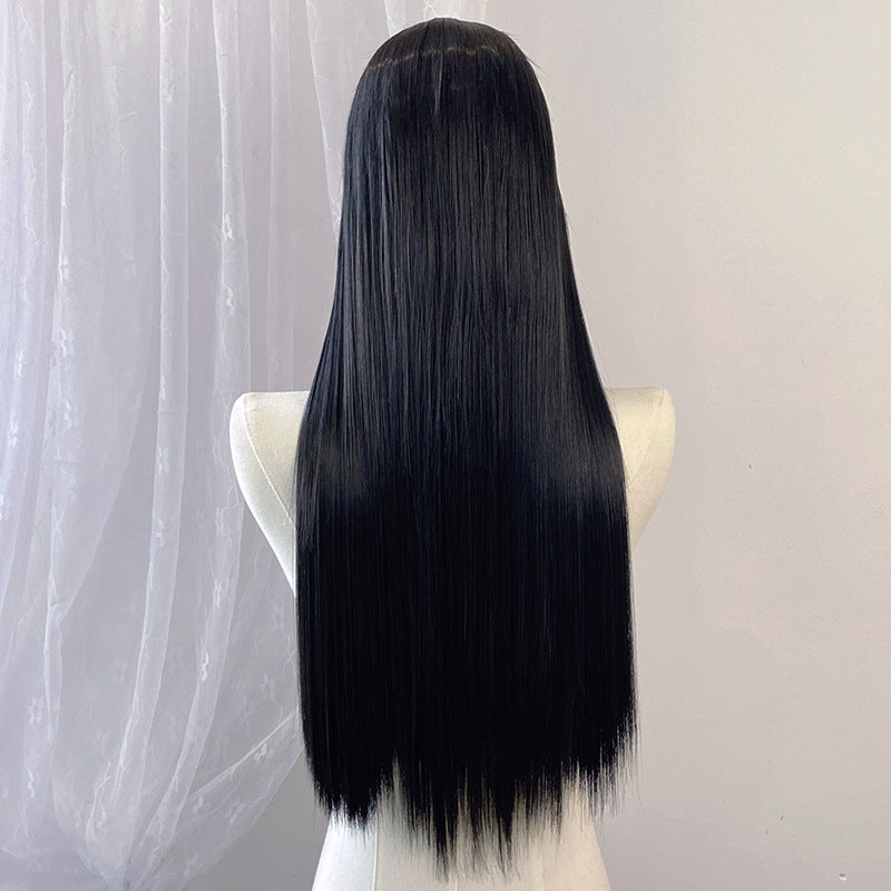 Light Gray Espresso Brown Straight Wig - Everyday Fashion (Long Middle Part) (FEVERCOS)