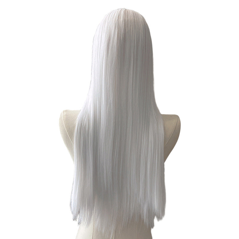 White Smoke Pure White Straight Wig - Subculture Fashion (Long Middle Part) (FEVERCOS)