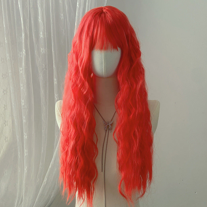 Vintage Red Wool Curl Wig - Retro Collection (Long Air Bangs) (FEVERCOS)