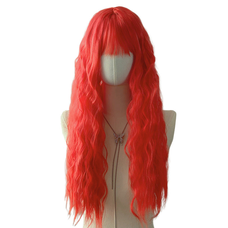 Vintage Red Wool Curl Wig - Retro Collection (Long Air Bangs) (FEVERCOS)