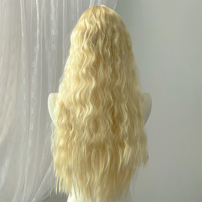 Dark Gray Light Blonde Small Curl Wig - Everyday Fashion (Long Wavy) (FEVERCOS)