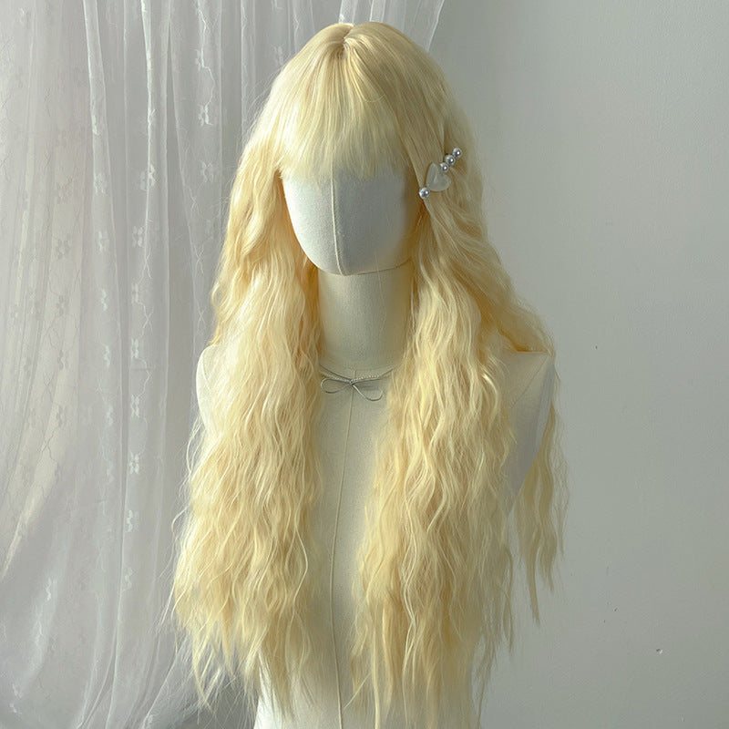 Dark Gray Light Blonde Small Curl Wig - Everyday Fashion (Long Wavy) (FEVERCOS)