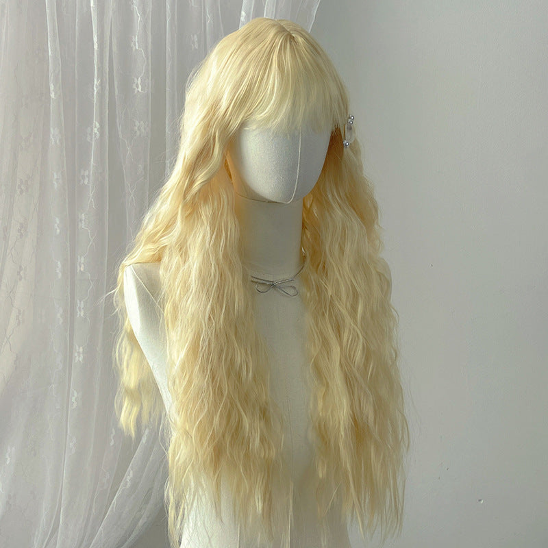 Dark Gray Light Blonde Small Curl Wig - Everyday Fashion (Long Wavy) (FEVERCOS)