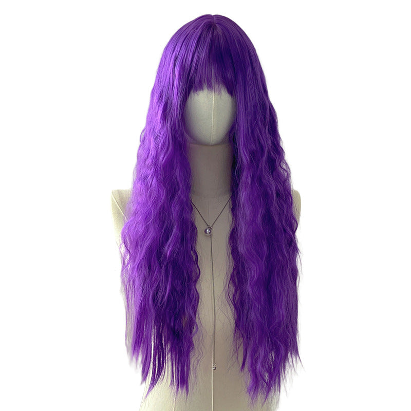 White Smoke Soft Purple Wool Curl Wig - Lolita Fashion (Long Wavy) (FEVERCOS)