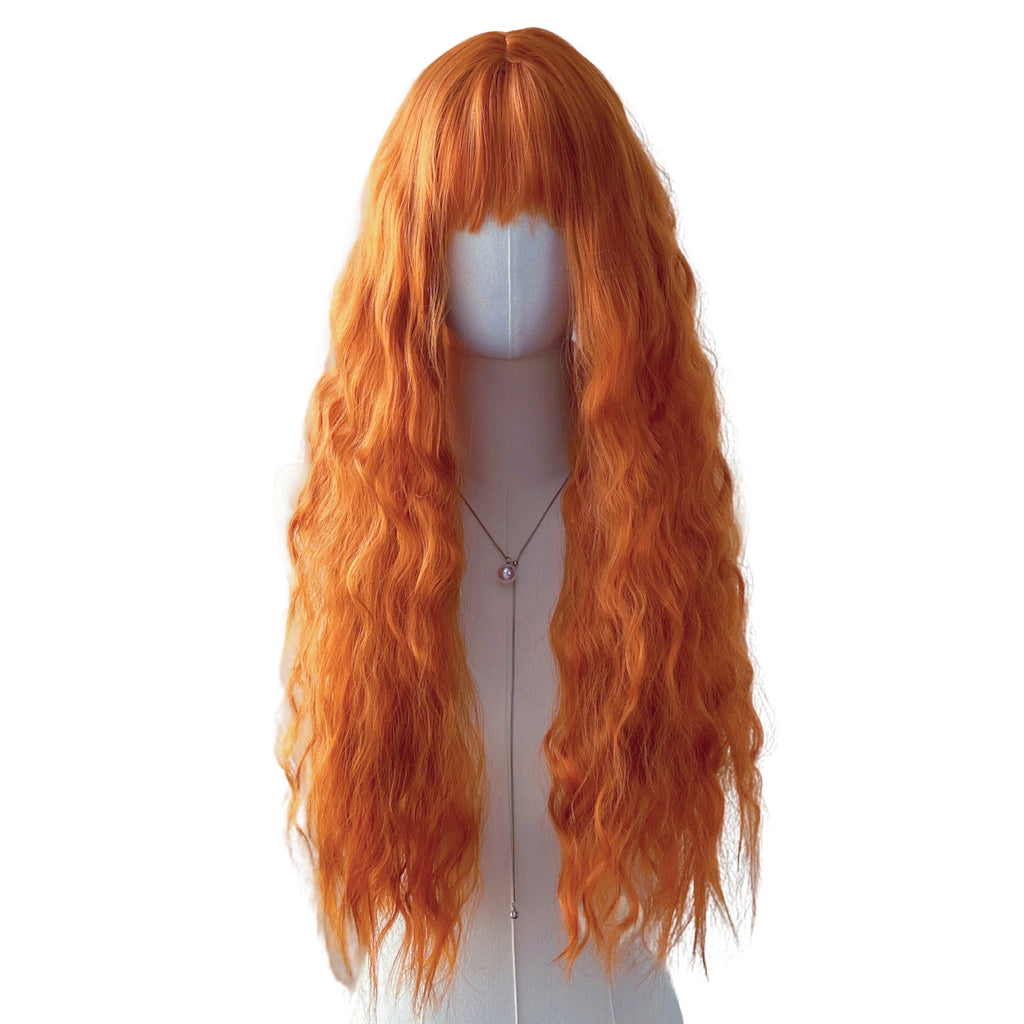 Orange Wool Curl Wavy Wig - Urban Fashion (Long Bangs) (FEVERCOS)