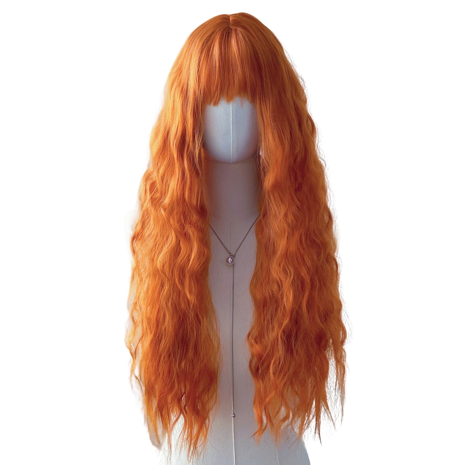 Orange Wool Curl Wavy Wig - Urban Fashion (Long Bangs) (FEVERCOS)