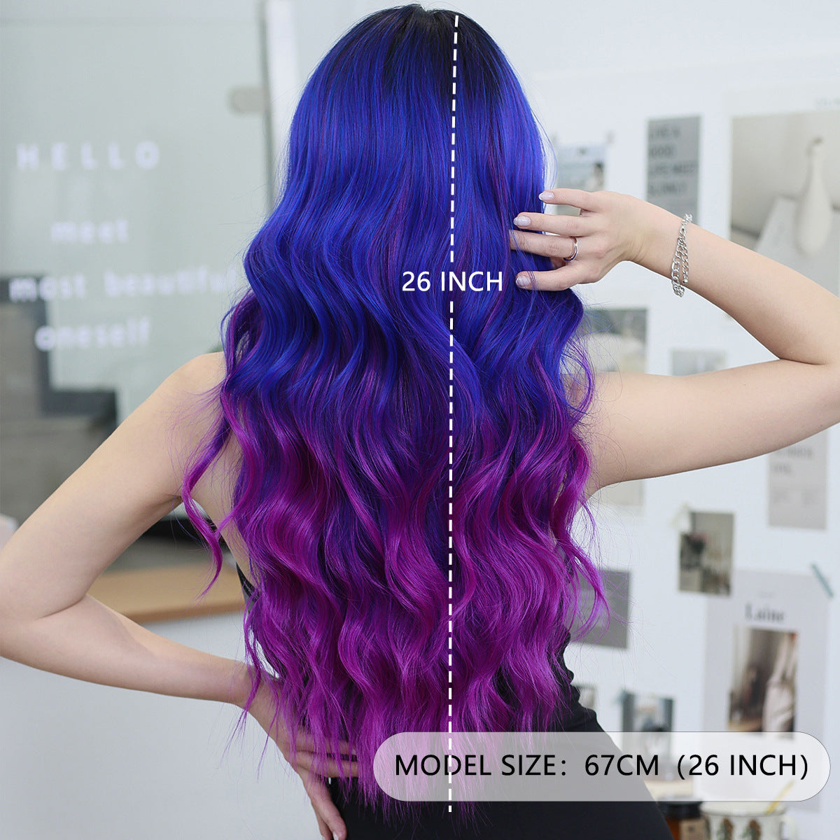 Gray Purple Blue Ombre Lace Wavy Wig - Elite Lace Fronts (T-Part Middle Part) (FEVERCOS)