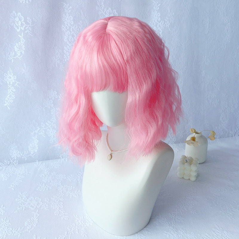 Light Gray Pastel Pink Wavy Bob - Subculture Fashion (Short Curly) (FEVERCOS)