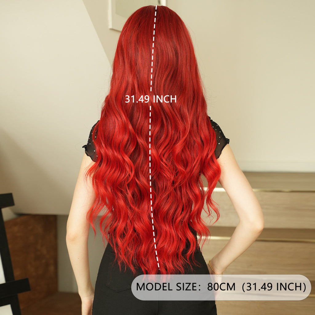 Light Gray Rose Red Gradient Lace Wig - Elite Lace Fronts (Long Wavy) (FEVERCOS)