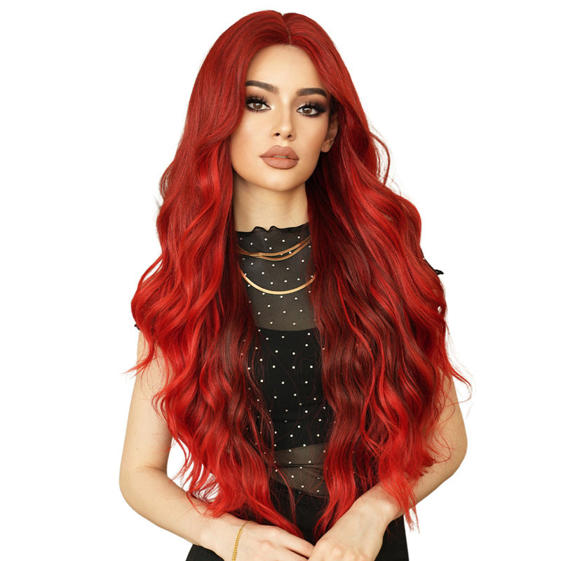 White Smoke Rose Red Gradient Lace Wig - Elite Lace Fronts (Long Wavy) (FEVERCOS)
