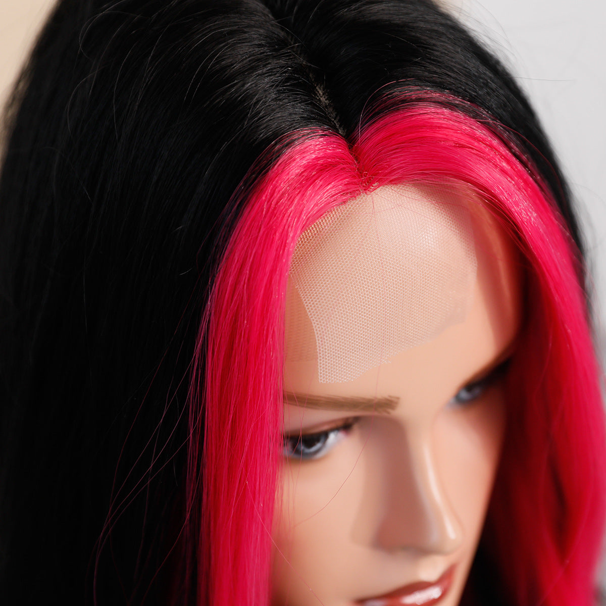 Black Rose Red Highlight Lace Wig - Elite Lace Fronts (Long Wavy Middle Part) (FEVERCOS)