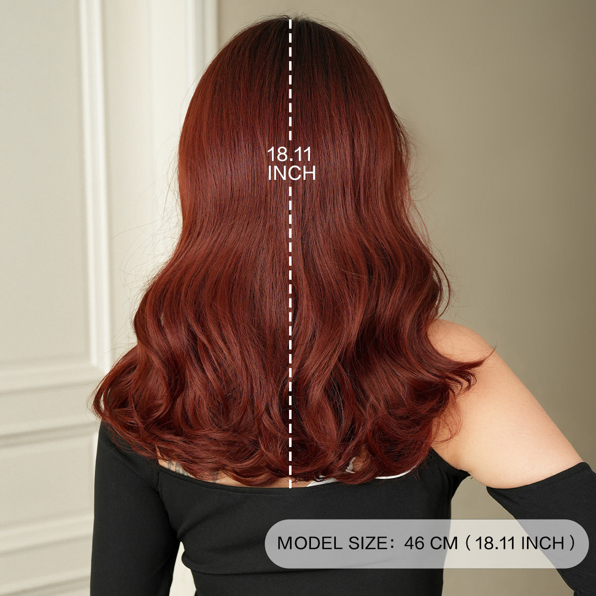 Gray Raspberry Red Shoulder Wig - Urban Fashion (Wavy Curtain Bangs) (FEVERCOS)