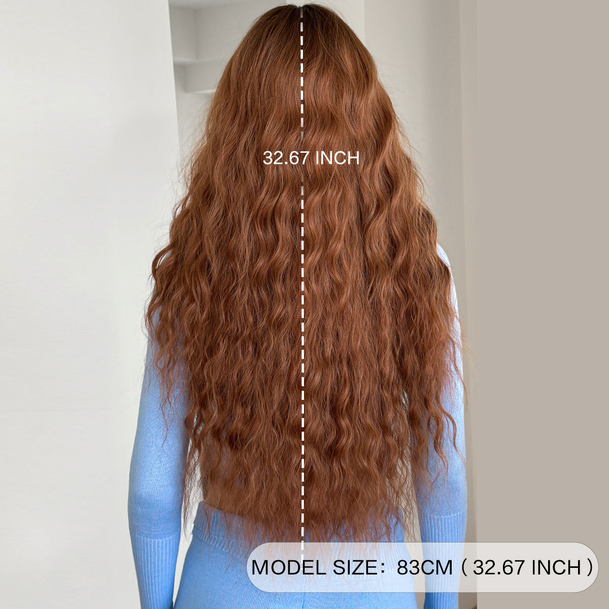 Dark Gray Brown Red Super Long Wavy Wig - Everyday Fashion (Fluffy Volume) (FEVERCOS)
