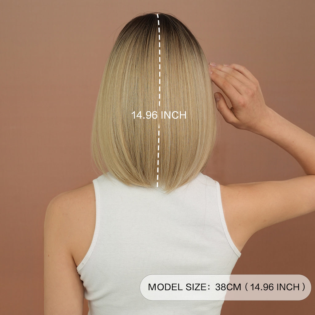 Rosy Brown Gradient Blonde Lace Bob - Elite Lace Fronts (Shoulder Straight) (FEVERCOS)
