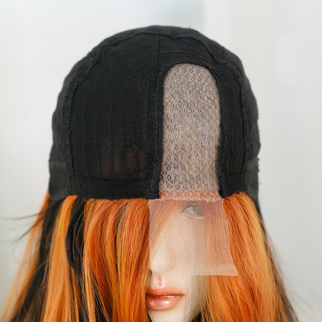Lavender Orange Highlight Lace Wig - Elite Lace Fronts (Long Wavy Middle Part) (FEVERCOS)