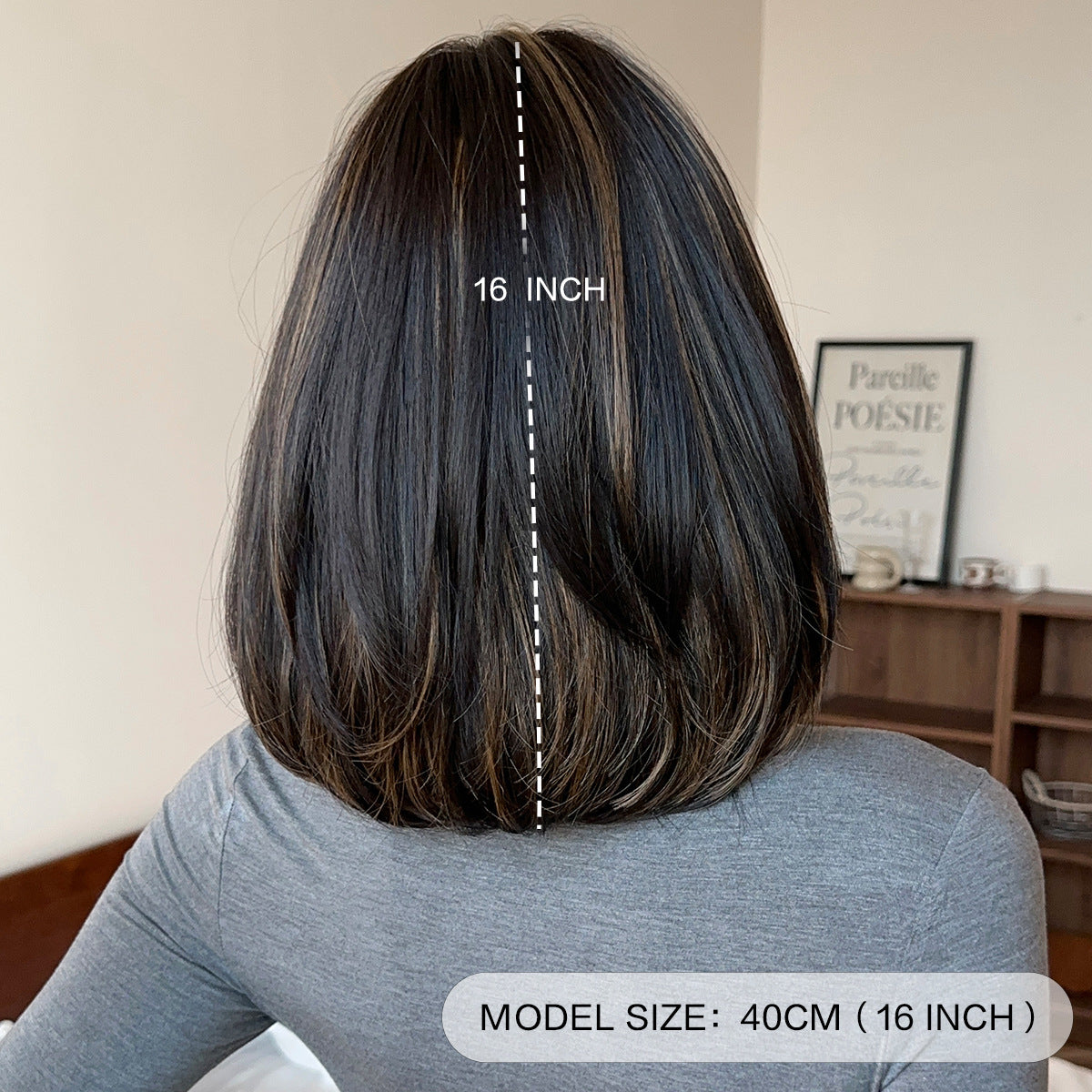 Light Gray Black Gold Highlight Bob - Urban Fashion (Shoulder Straight Layered) (FEVERCOS)