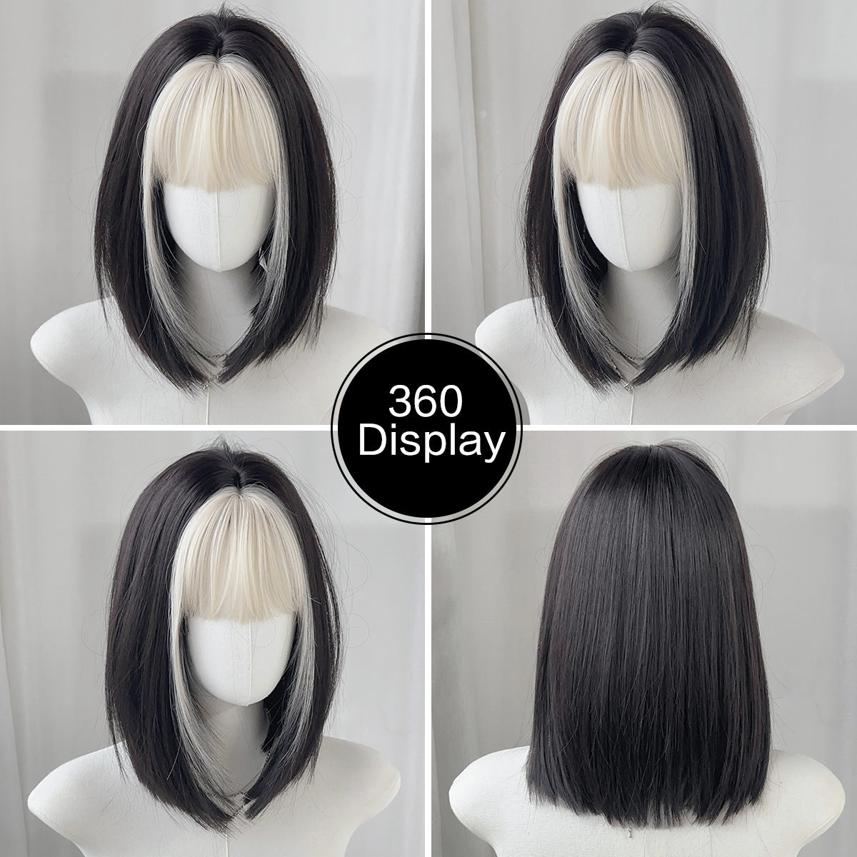 Gray Y2K Ash White Bob Wig - Urban Subculture (Short Straight Bangs) (FEVERCOS)