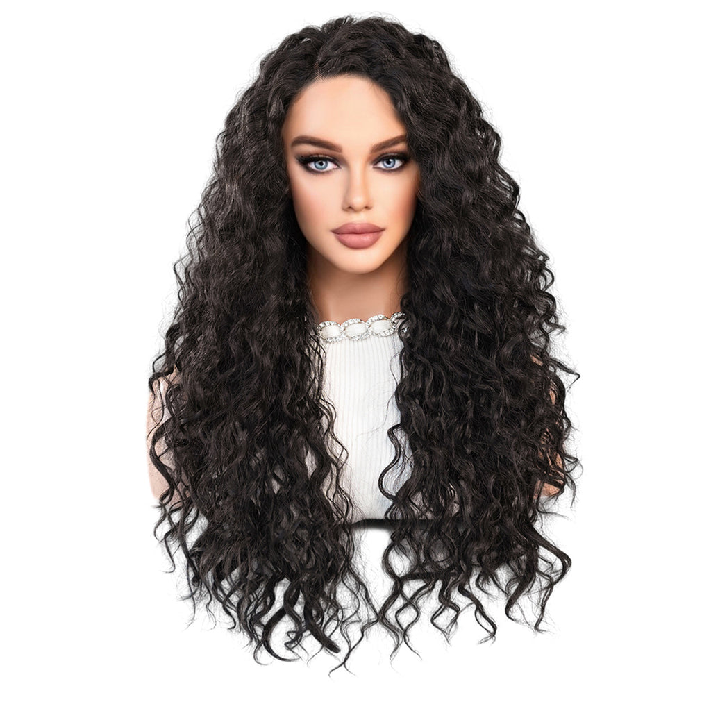 White Smoke Brown Water Wave Lace Wig - Elite Lace Fronts (Long Middle Part) (FEVERCOS)