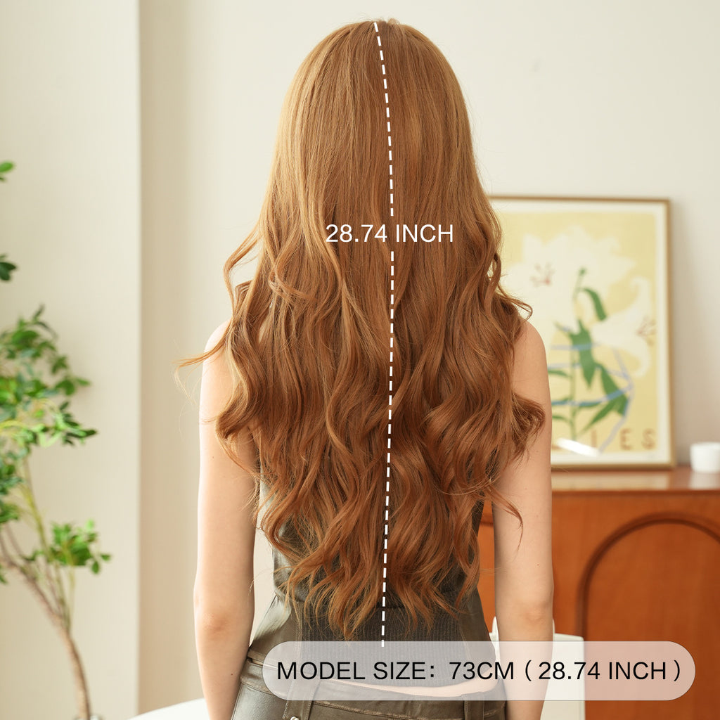 Antique White Ginger Yellow Long Wavy Wig - Urban Fashion (Fluffy Volume) (FEVERCOS)