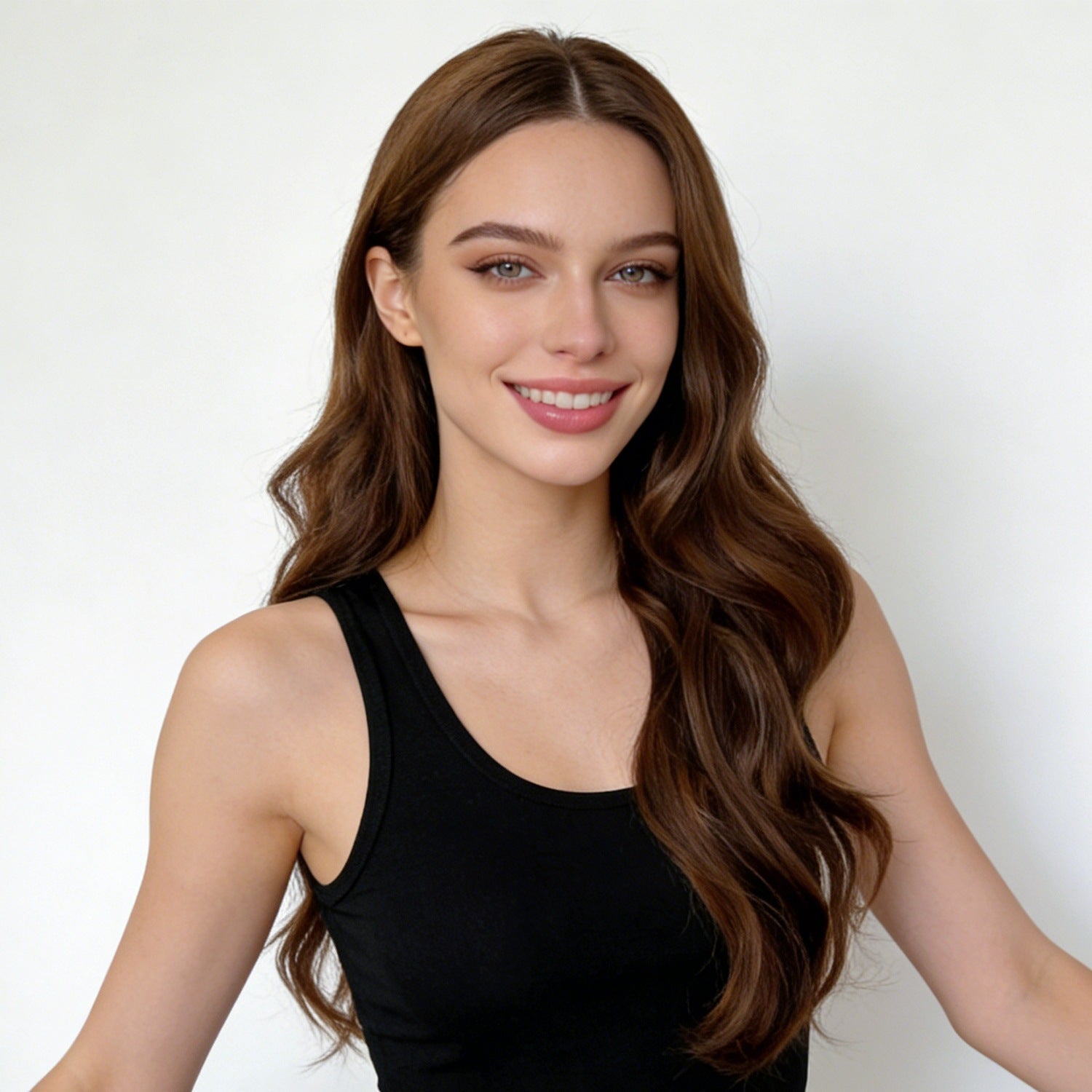 Lavender Brown Deep Wave Wig - Everyday Fashion (Long Middle Part) (FEVERCOS)