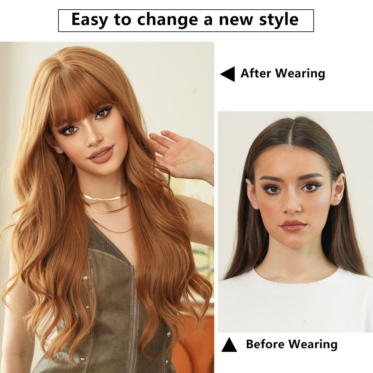 White Smoke Ginger Yellow Long Wavy Wig - Urban Fashion (Fluffy Volume) (FEVERCOS)