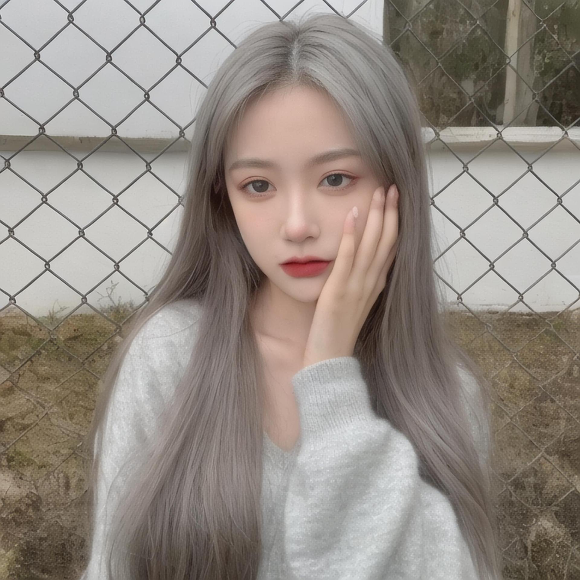 Gray Granny Grey Long Straight Wig - Urban Subculture (Middle Part) (FEVERCOS)