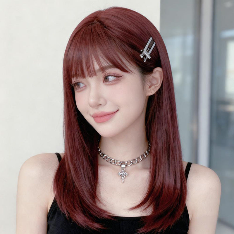 Aquaman Red Collarbone Straight Wig - Urban Fashion (Air Bangs) (FEVERCOS)