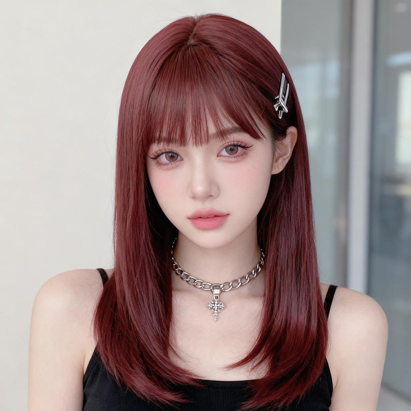 Aquaman Red Collarbone Straight Wig - Urban Fashion (Air Bangs) (FEVERCOS)