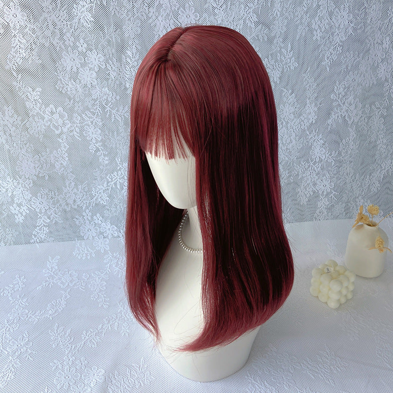 Aquaman Red Collarbone Straight Wig - Urban Fashion (Air Bangs) (FEVERCOS)