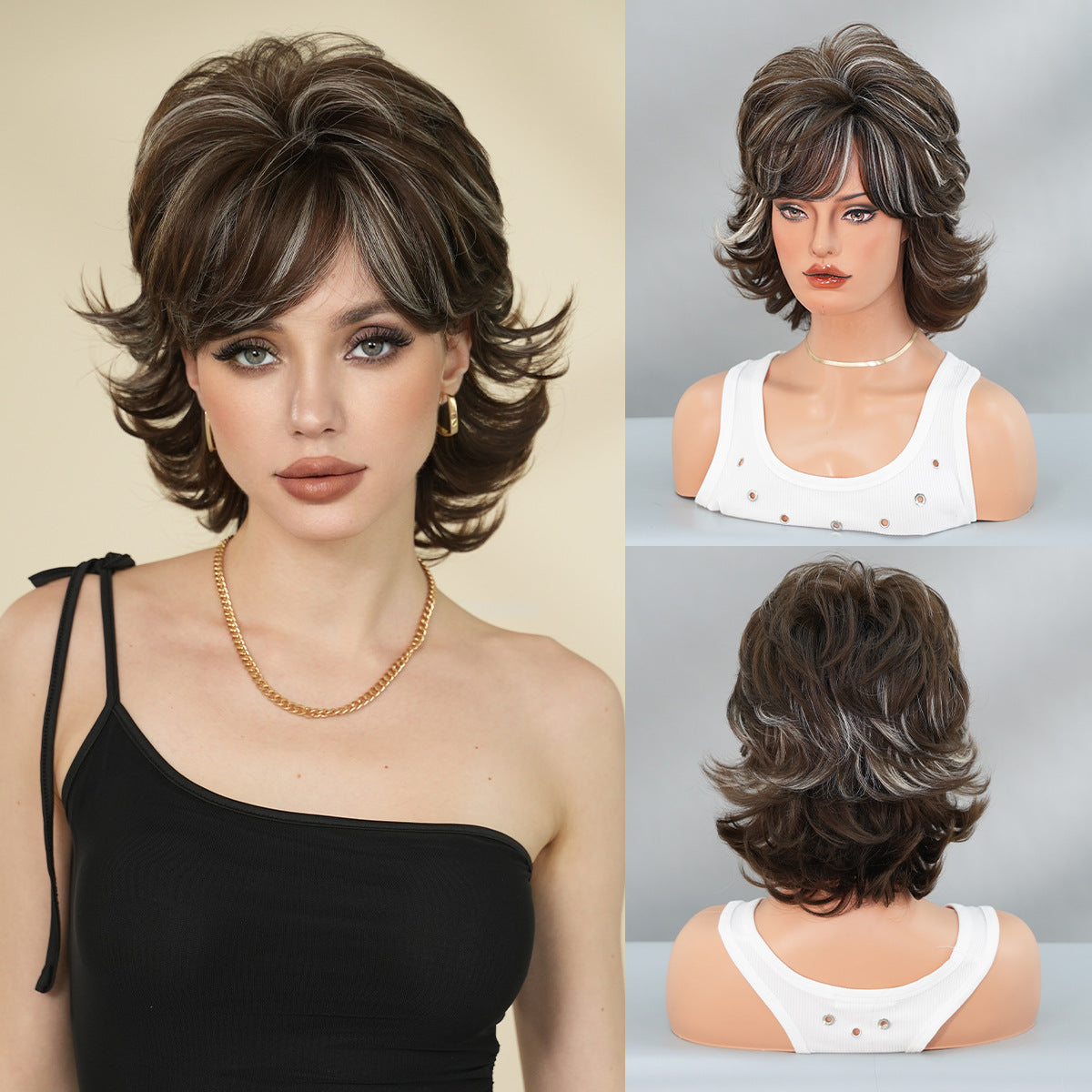 Black Retro Brown Pixie Cut Wig - Vintage Collection (70s 80s Layered) (FEVERCOS)