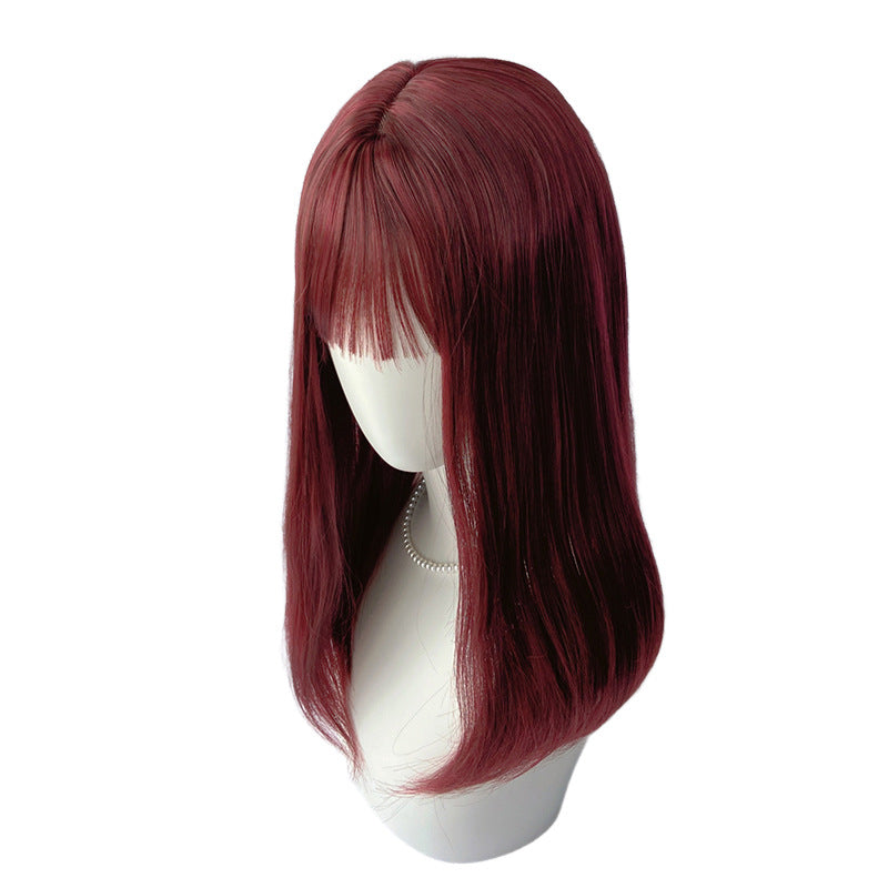 Aquaman Red Collarbone Straight Wig - Urban Fashion (Air Bangs) (FEVERCOS)