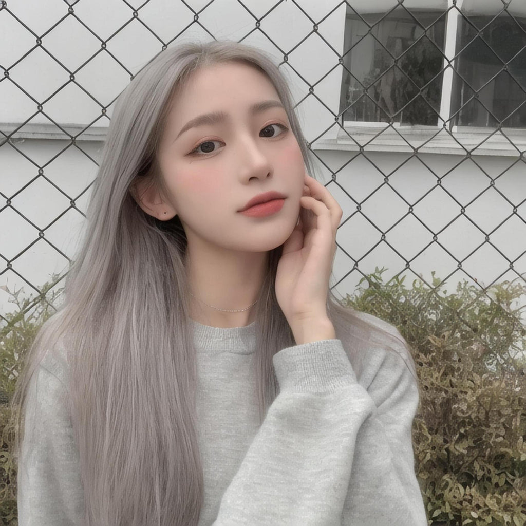 Gray Granny Grey Long Straight Wig - Urban Subculture (Middle Part) (FEVERCOS)