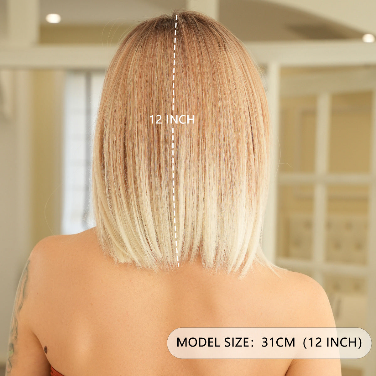 Dark Khaki Gradient Blonde Lace Bob Wig - Elite Lace Fronts (French Bob) (FEVERCOS)