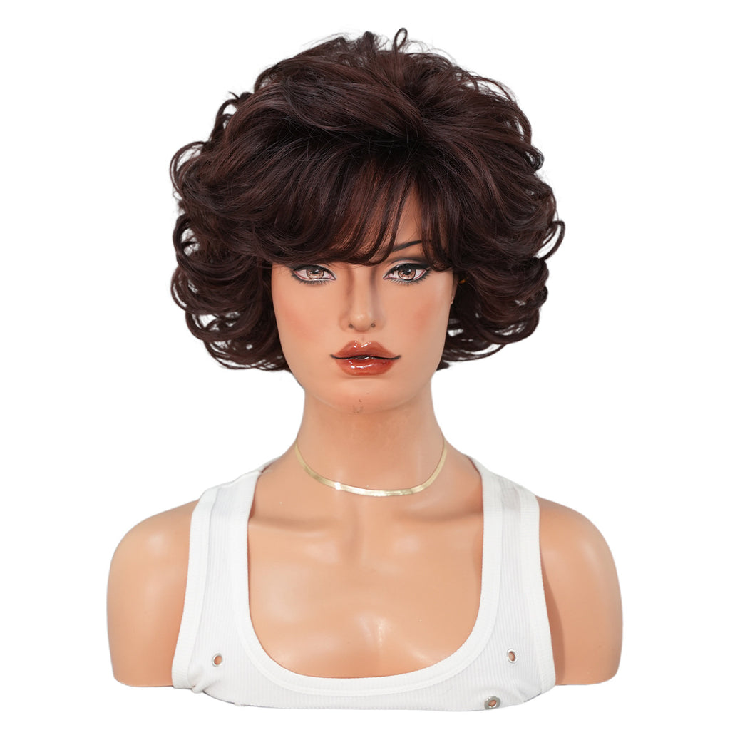 White Smoke Retro Brown Pixie Cut Wig - Vintage Collection (70s 80s Layered) (FEVERCOS)
